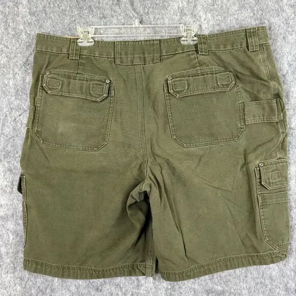 Duluth Cargo Shorts Mens 48 Olive Green Thick Canvas Workwear Utility Gusseted